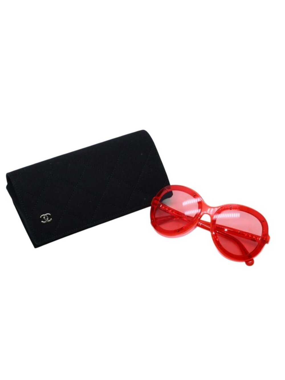 Chanel Sunglasses Eyewear CC Logo Clear Red Acetate